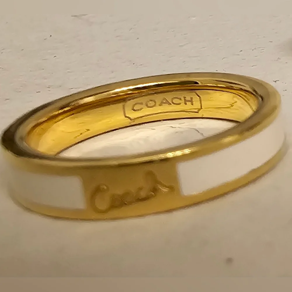2 Coach Gold and White Stackable Rings - Picture 5 of 6